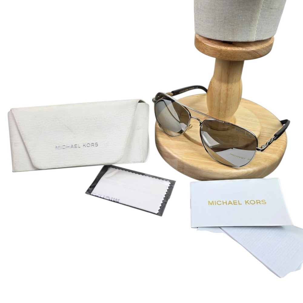 Michael Kors Aviator Sunglasses Women OS Silver Good Chain Link Temple MK5007